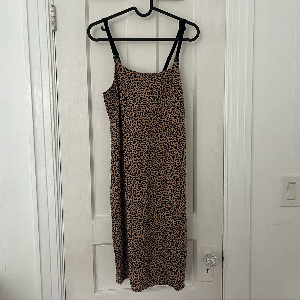 Storq Nursing Dress in Leopard Print NWOT